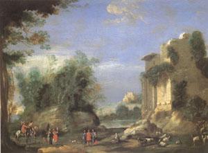 Napoletano, Filippo Landscape with Ruins and Figures (mk05) Spain oil painting art